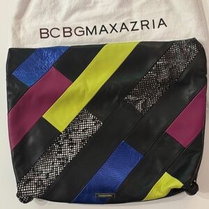 *****SOLD*••••BCBG MAXAZRIA Colorful Patchwork Clutch with dust bag.